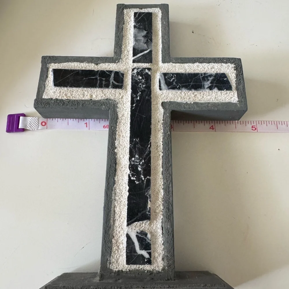 Handmade Gray Mosaic Wooden Cross Decor